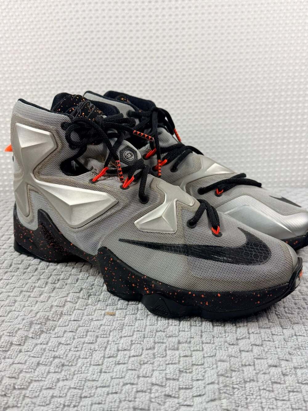 Nike LeBron 13 Rubber City Metallic Silver Basketball Shoes